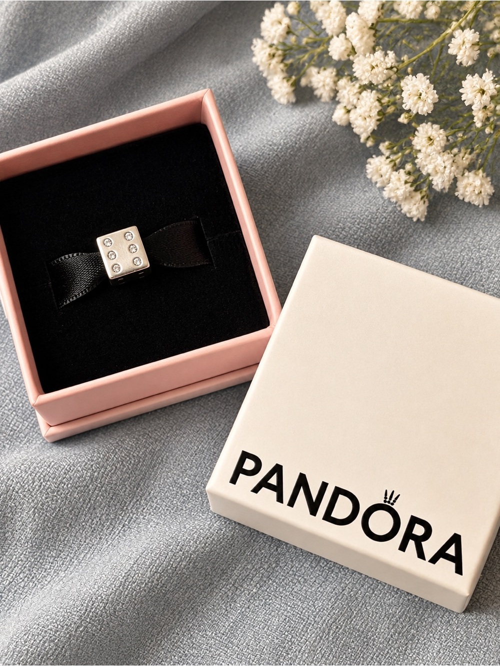 Authentic Pandora Sterling Silver Sparkling Dice Charm